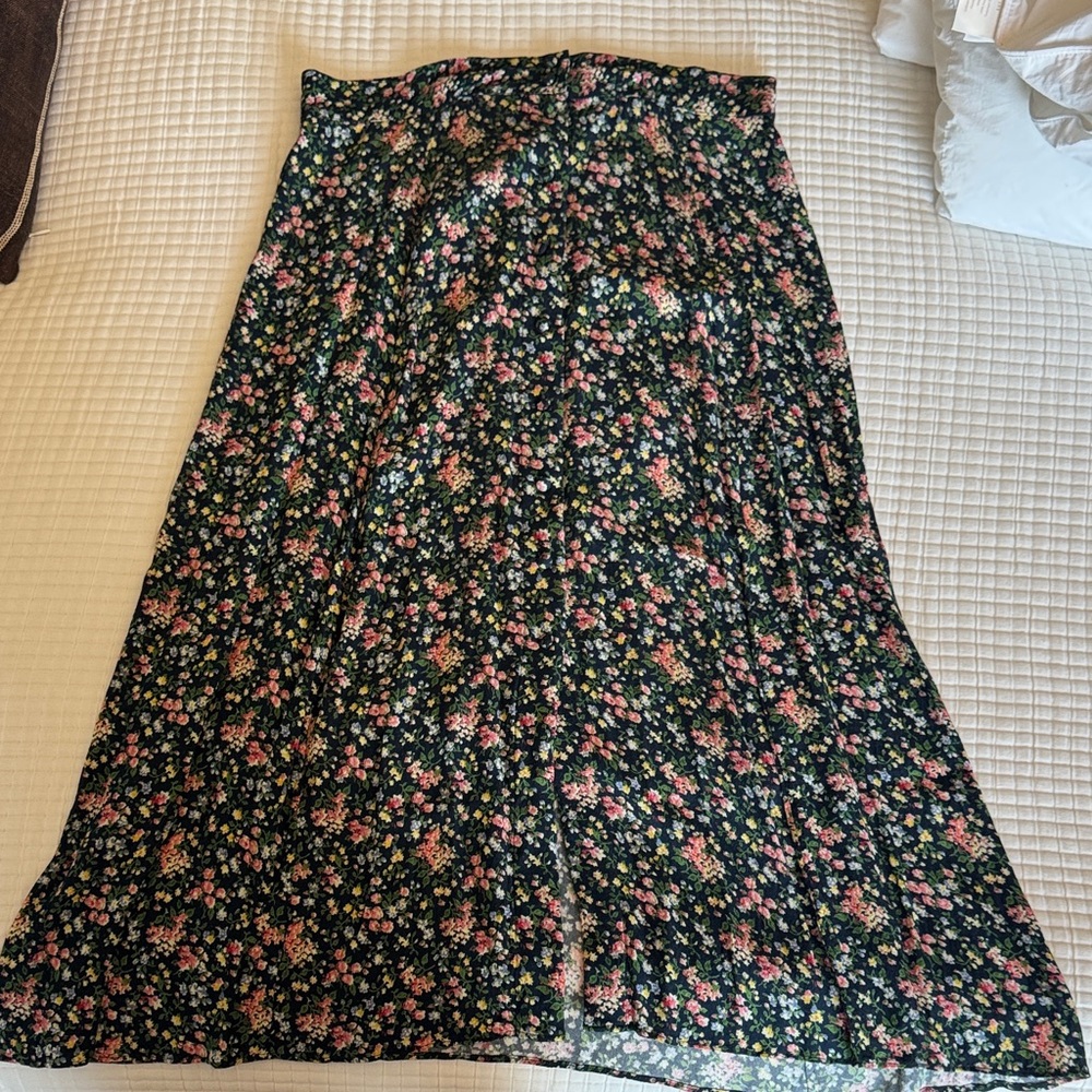 Sezane Floral Midi Skirt - Black and Multicolor